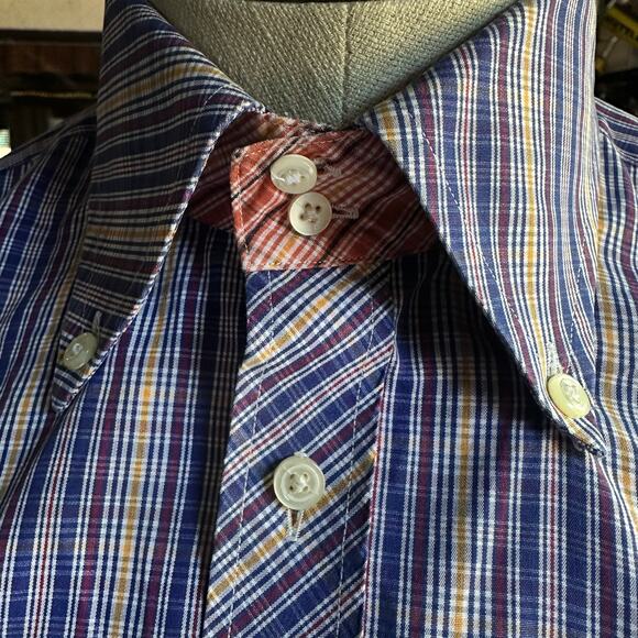 TailorByrd Men M oxford shirt Button Double Ply Cotton long sleeve smart Plaid - Picture 3 of 10